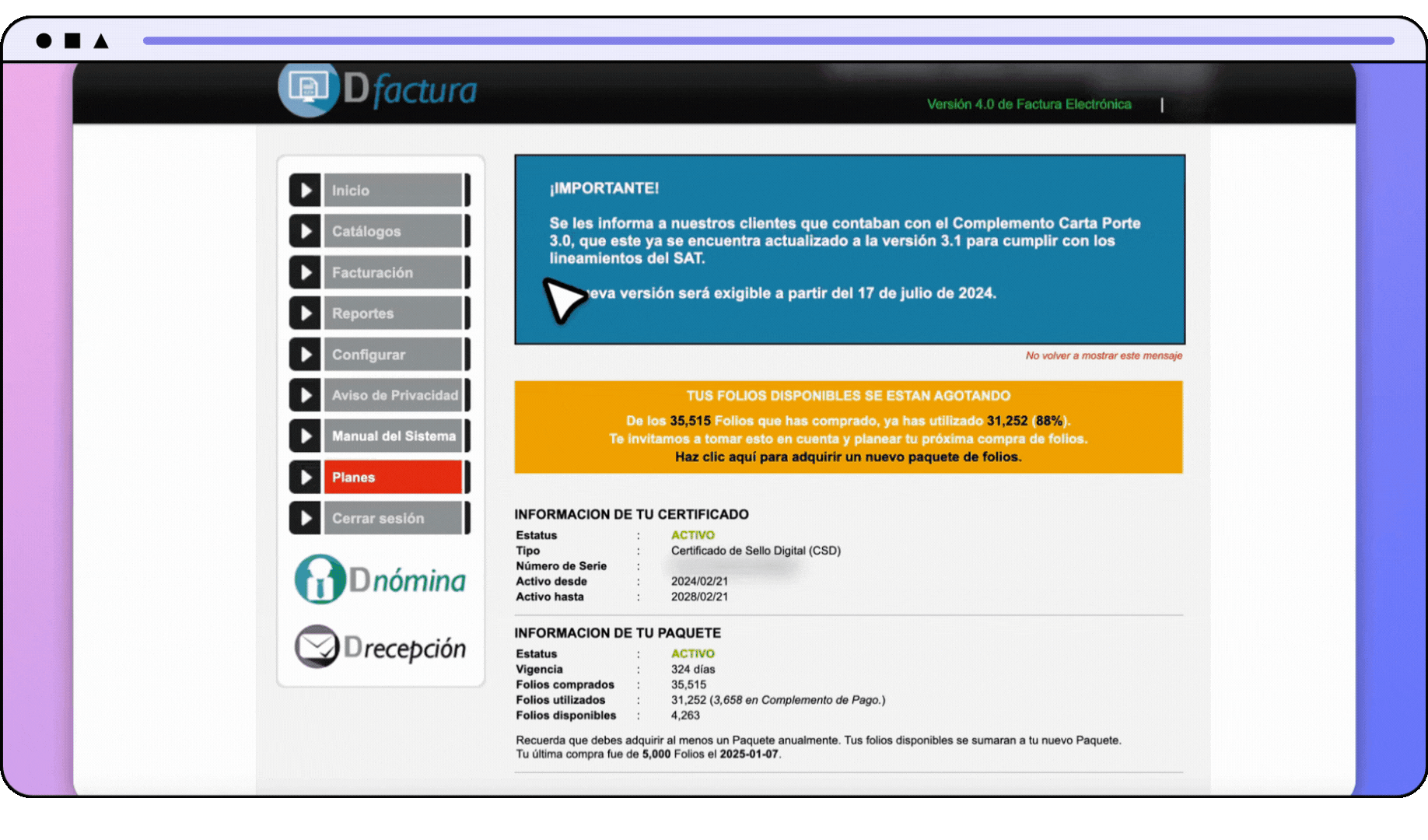 Demostración de DFactura